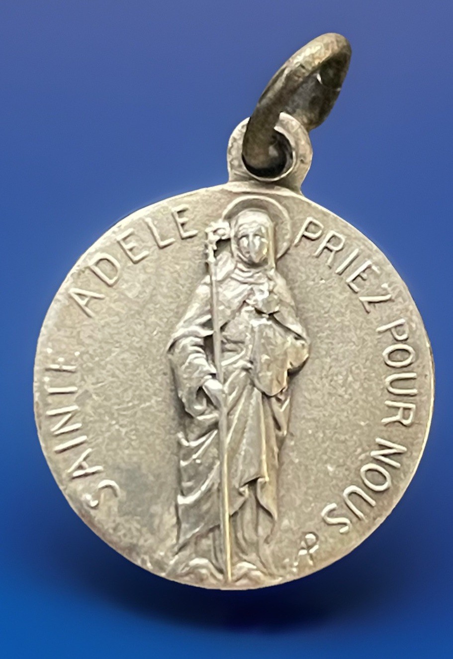 Vintage Catholic St Adele Silver Tone Petite Religious Medal Vintage Catholic St Adele Silver Tone Petite Religious Medal