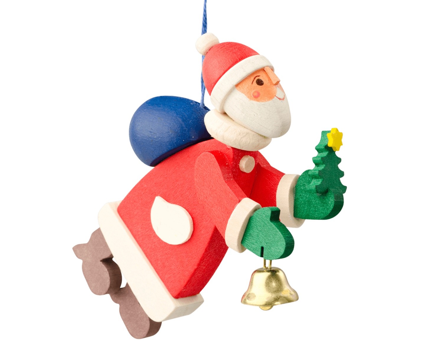 Original Graupner Holzminiaturen Wooden Christmas Ornament Flying Santa NEW