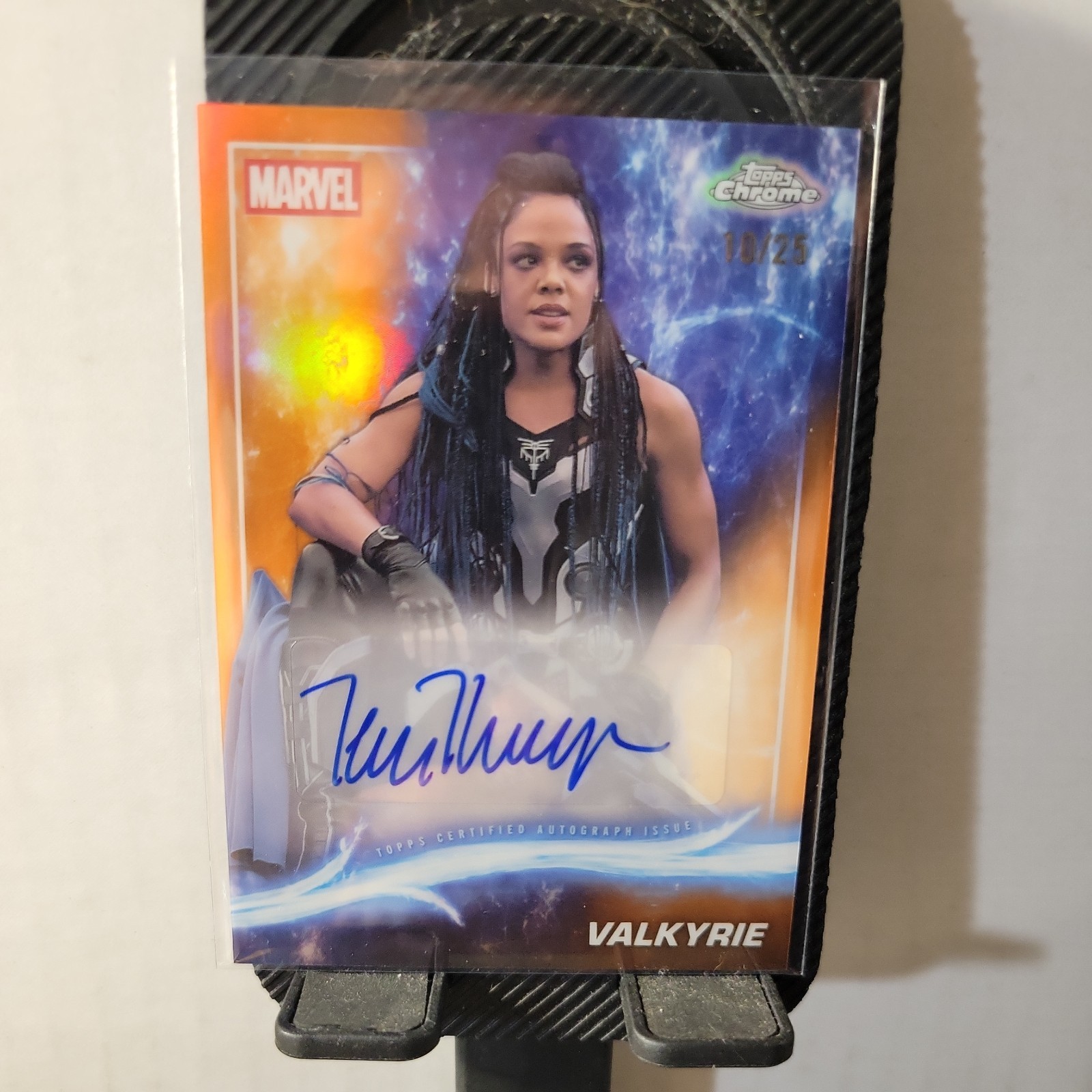 2025 Topps Chrome Marvel Tessa Thompson as Valkyrie Auto Orange Refractor #/25