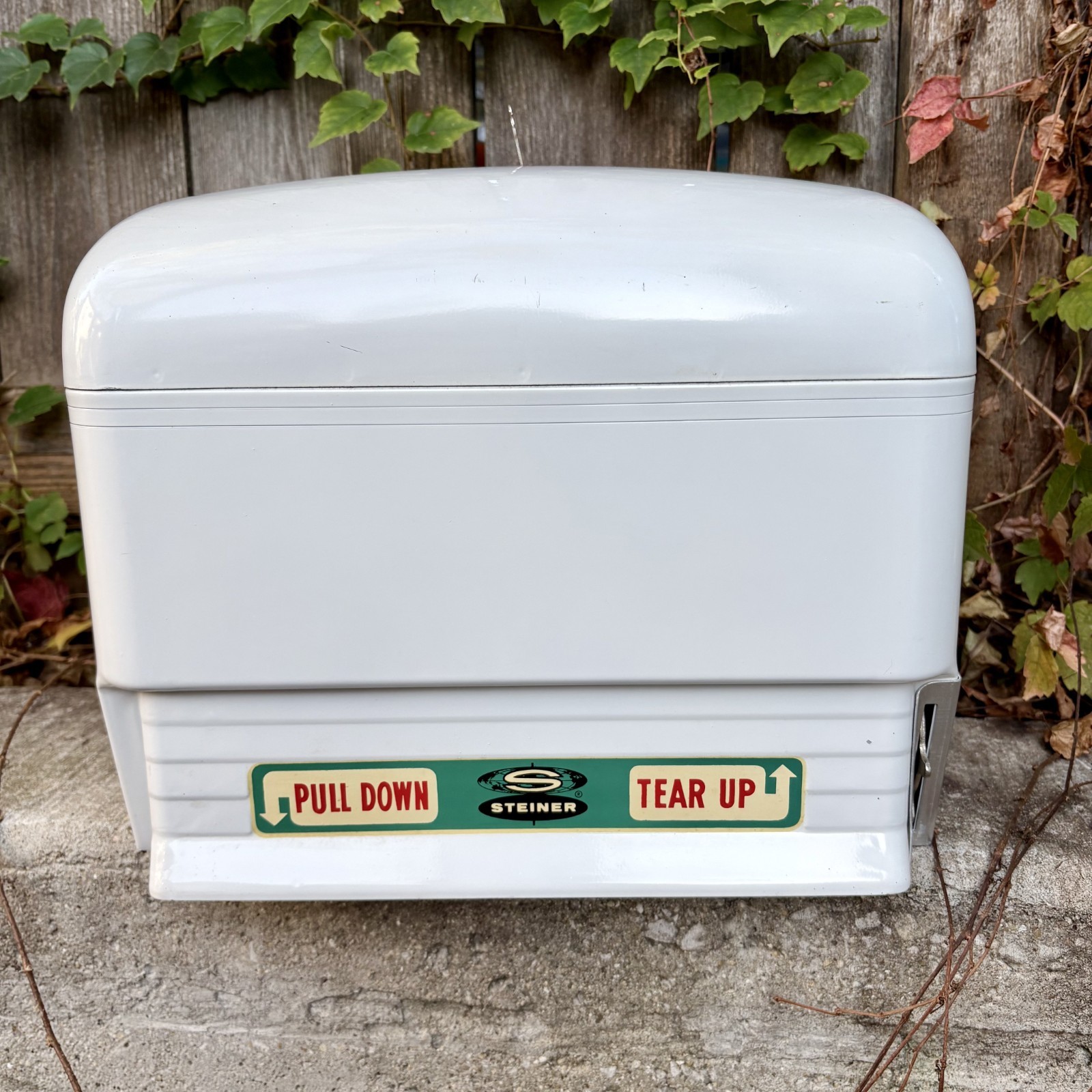 Vintage 1950s Steiner Paper Towel Wall Dispenser Cabinet Gas Station MCM + Key