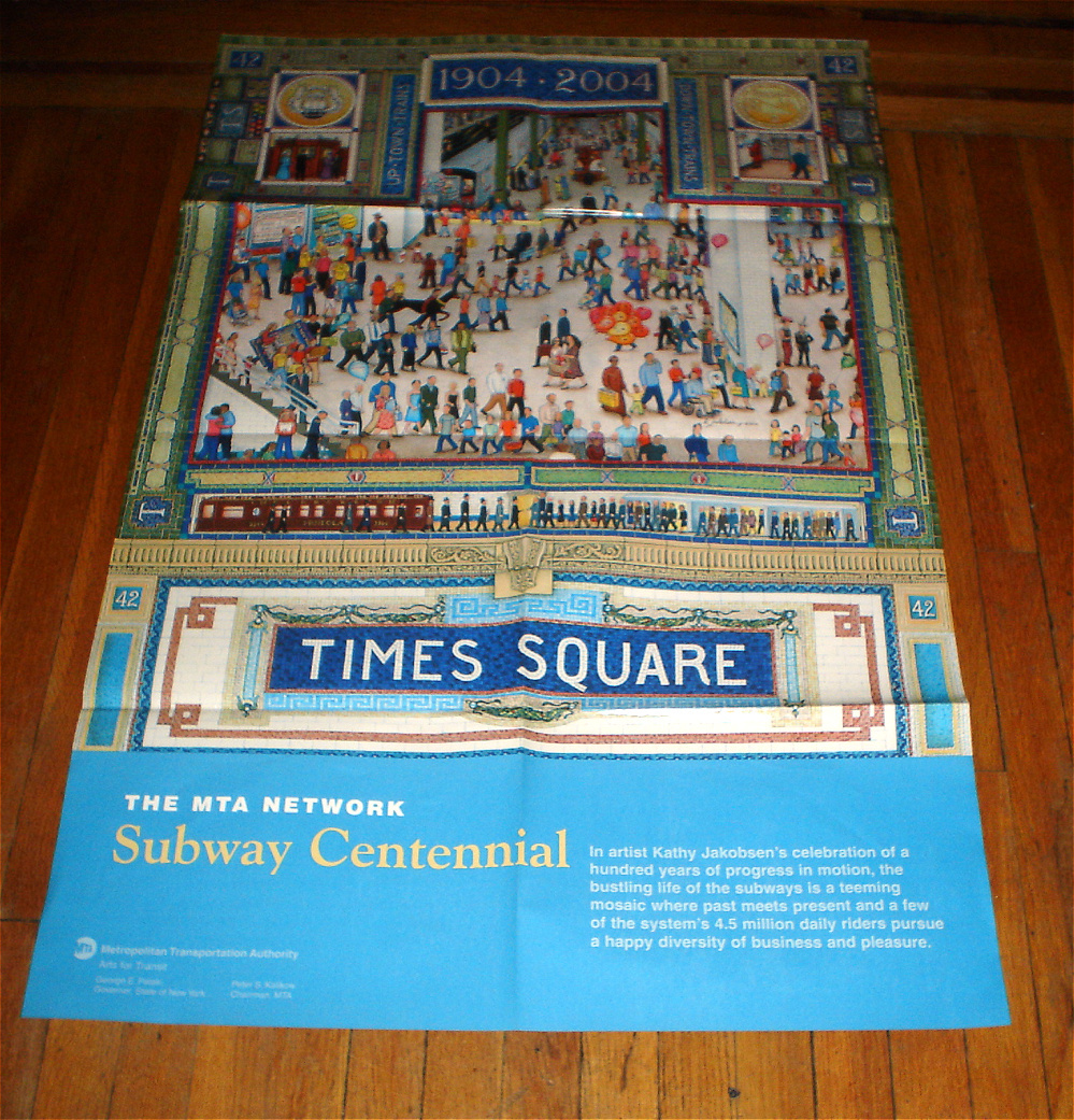 MTA NYCTA SUBWAY ART POSTER Subway CENTENNIAL 2004 Times Square 42nd Street NY MTA NYCTA SUBWAY ART POSTER Subway CENTENNIAL 2004 Times Square 42nd Street NY
