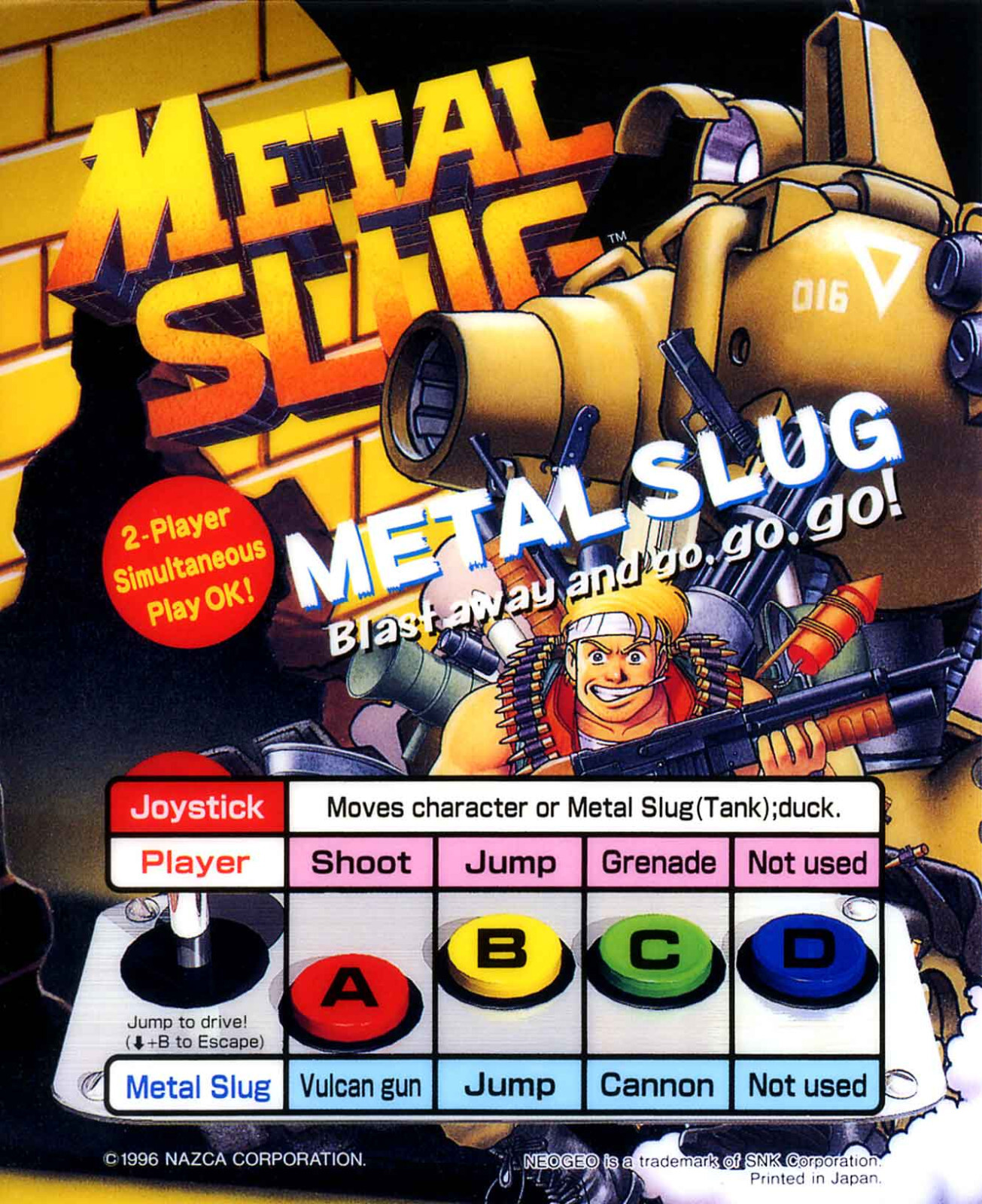 Metal Slug Arcade Neo Geo Mini Marquee/Sign (5.45