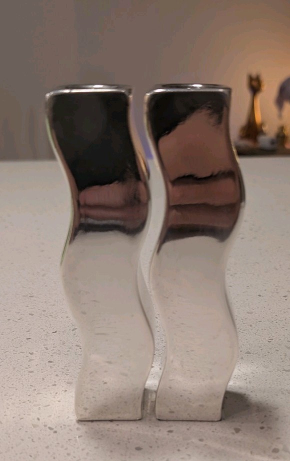 VTG Zadok Arts Israel RARE .925 Sterling Silver Shabbat Candlestick Pair 5.25\ VTG Zadok Arts Israel RARE .925 Sterling Silver Shabbat Candlestick Pair 5.25\