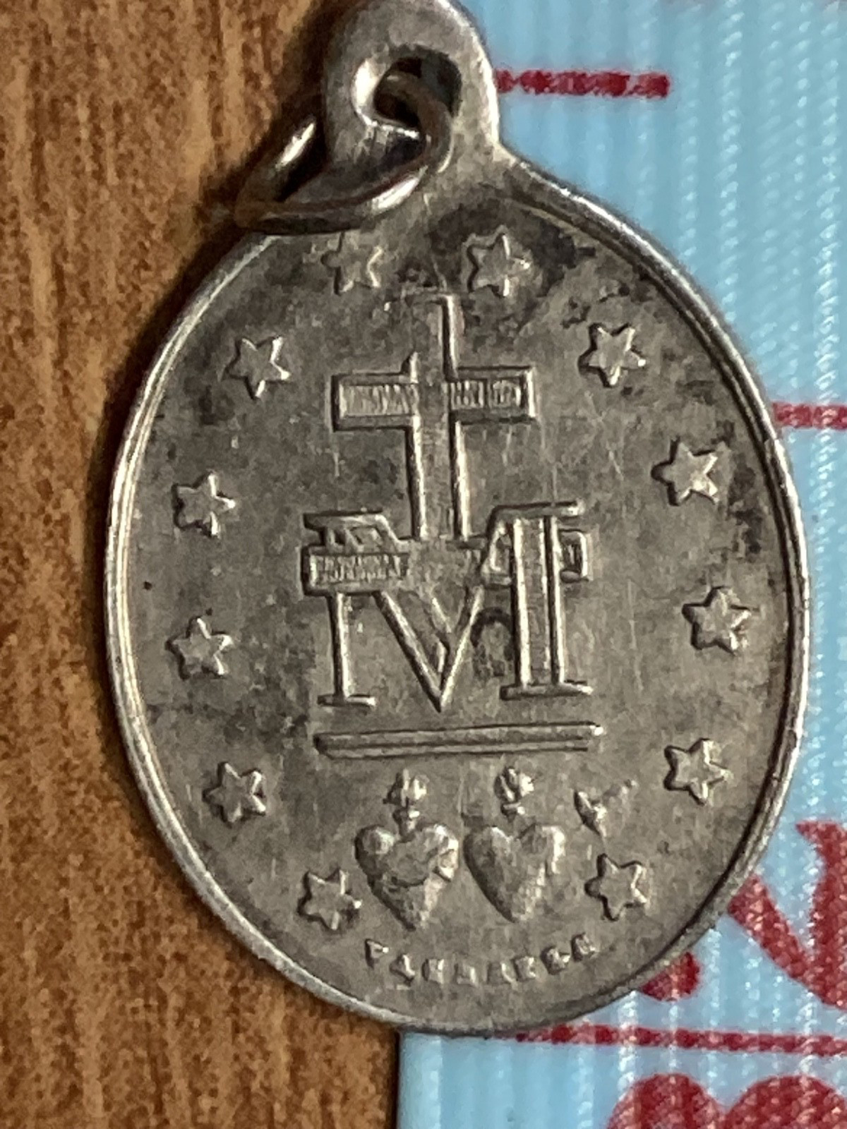 Antique Silver Miraculous Medal Blessed Virgin French 1800’s