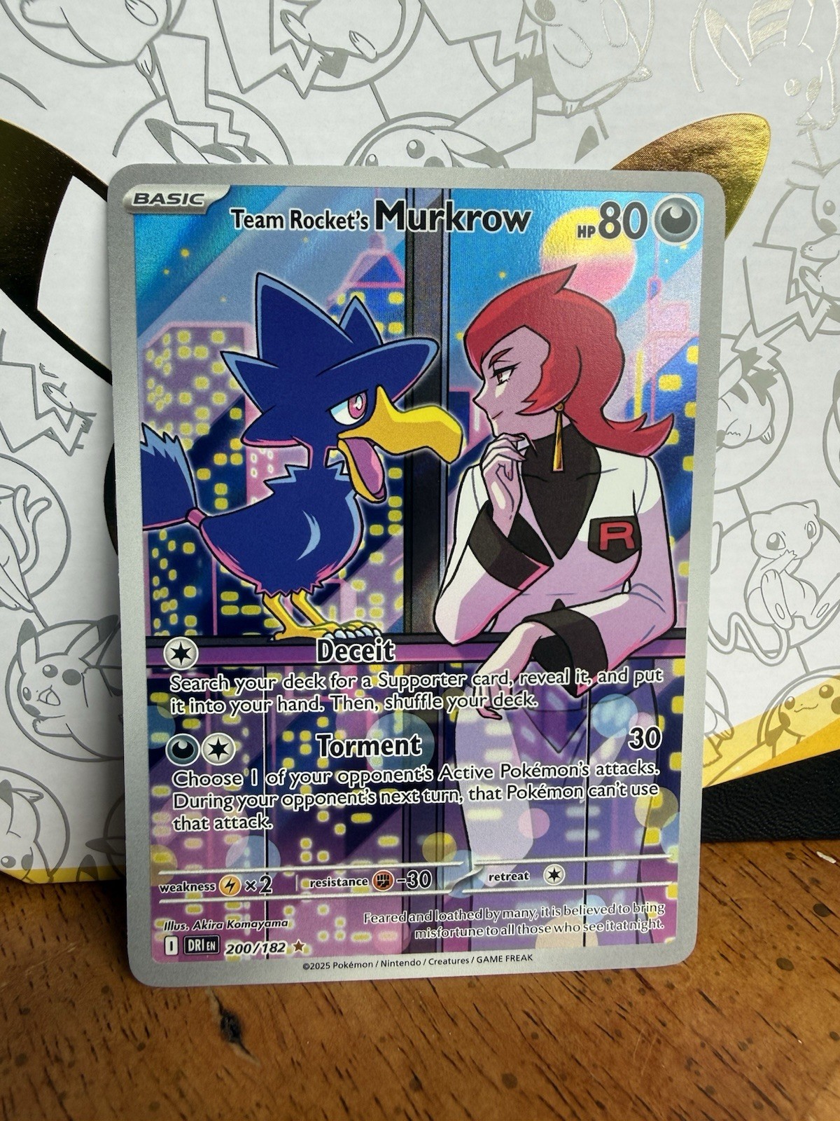 Team Rocket\'s Murkrow 200/182 Illustration Rare Destined Rivals Pokemon Holo NM