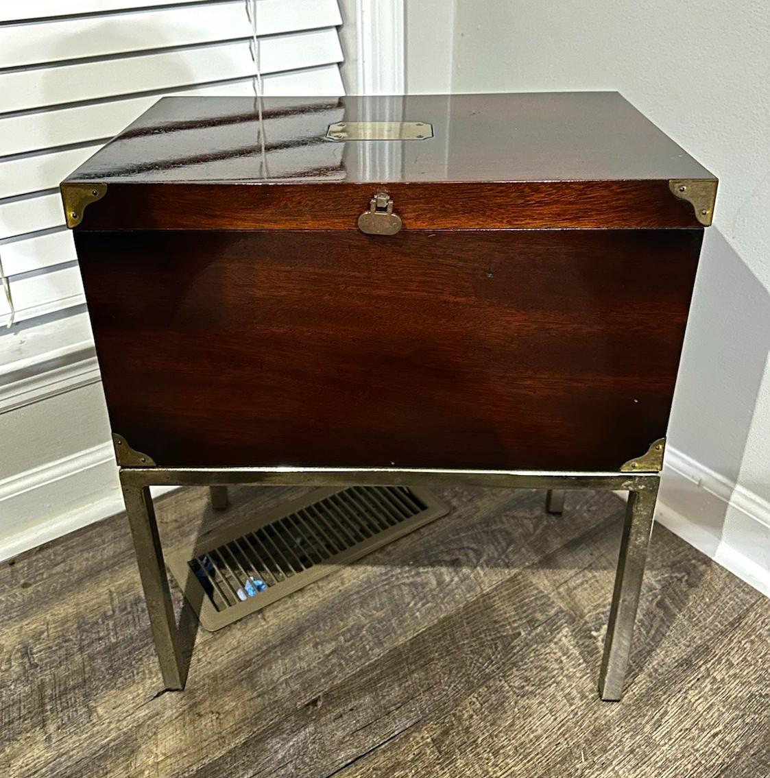 Vintage Mahogany & Brass Campaign Chest Stand By Lane Furniture Vintage Mahogany & Brass Campaign Chest Stand By Lane Furniture