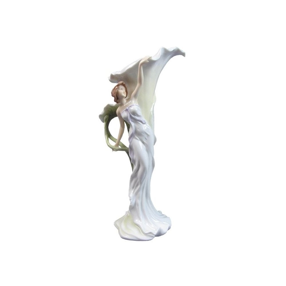 US 13.5 Inch Porcelain Calla Lily Vase Woman Reaching Leaf Stem Handle,Vases US 13.5 Inch Porcelain Calla Lily Vase Woman Reaching Leaf Stem Handle,Vases