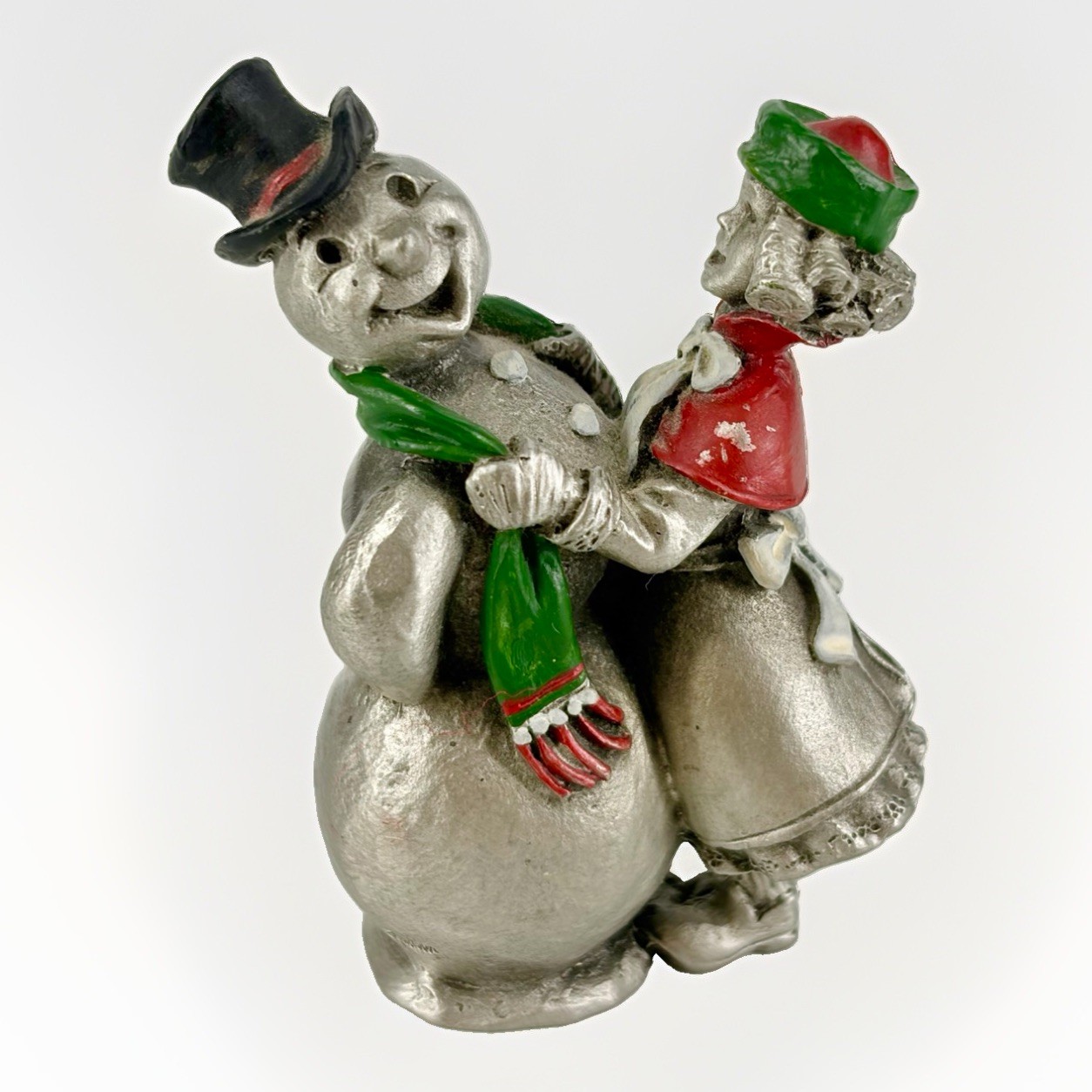 Hudson LaRocca Pewter Villagers Figurine 4296 Catherine And Snowman 1988