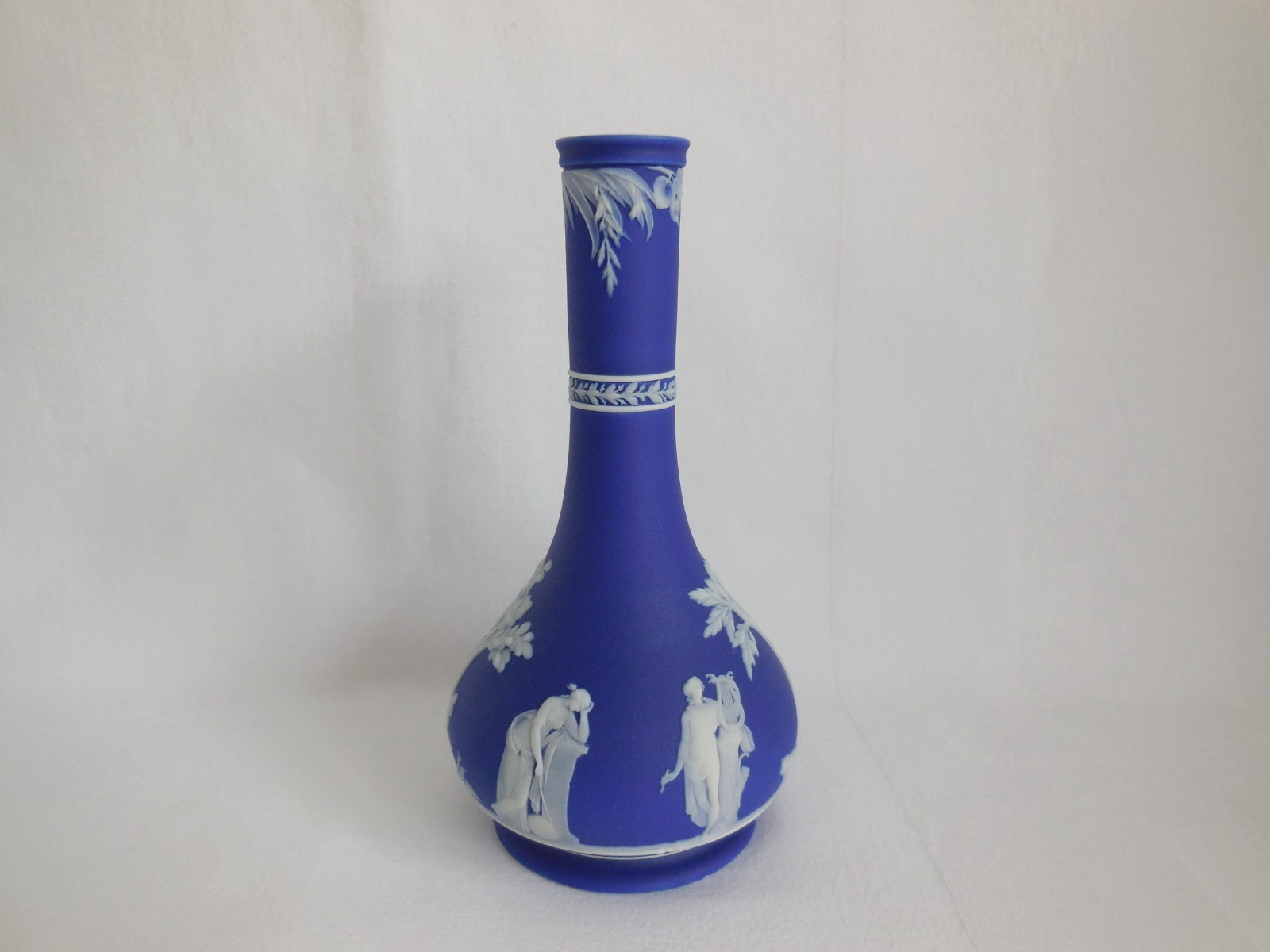 Antique Wedgwood (only) 1800s Cobalt Blue Dip Jasperware Vase Antique Wedgwood (only) 1800s Cobalt Blue Dip Jasperware Vase