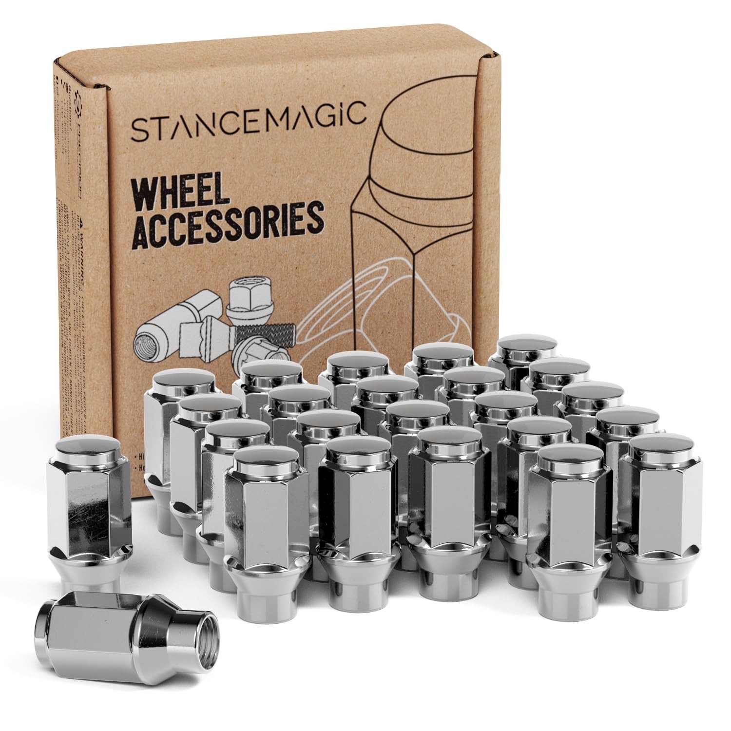 Chrome Silver 24pc Bulge Lug Nuts 1/2x20 ET Styl Lug Nuts 1.75\ Chrome Silver 24pc Bulge Lug Nuts 1/2x20 ET Styl Lug Nuts 1.75\
