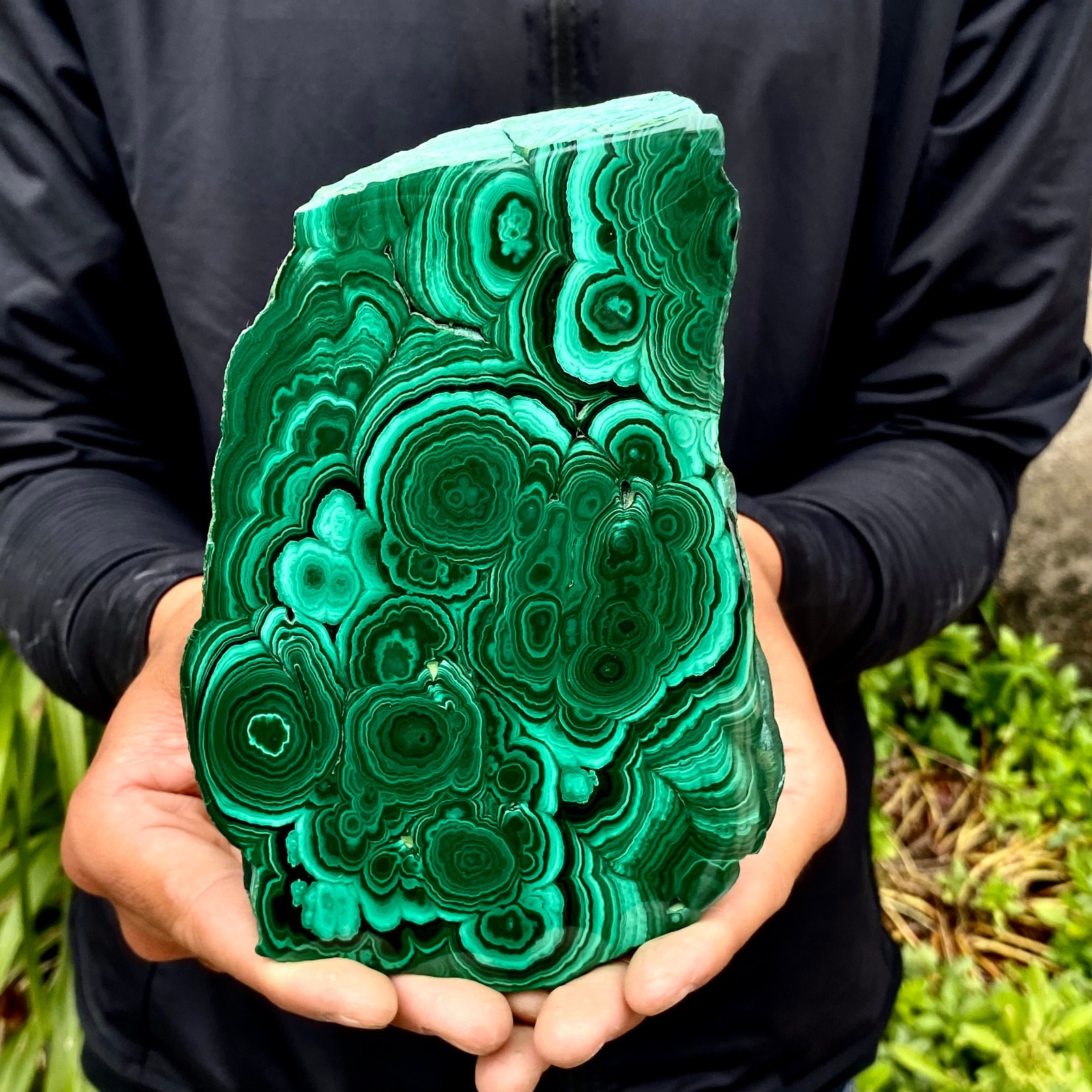 1.87LB Natural malachite slice quartz crystal luster mineral specimen