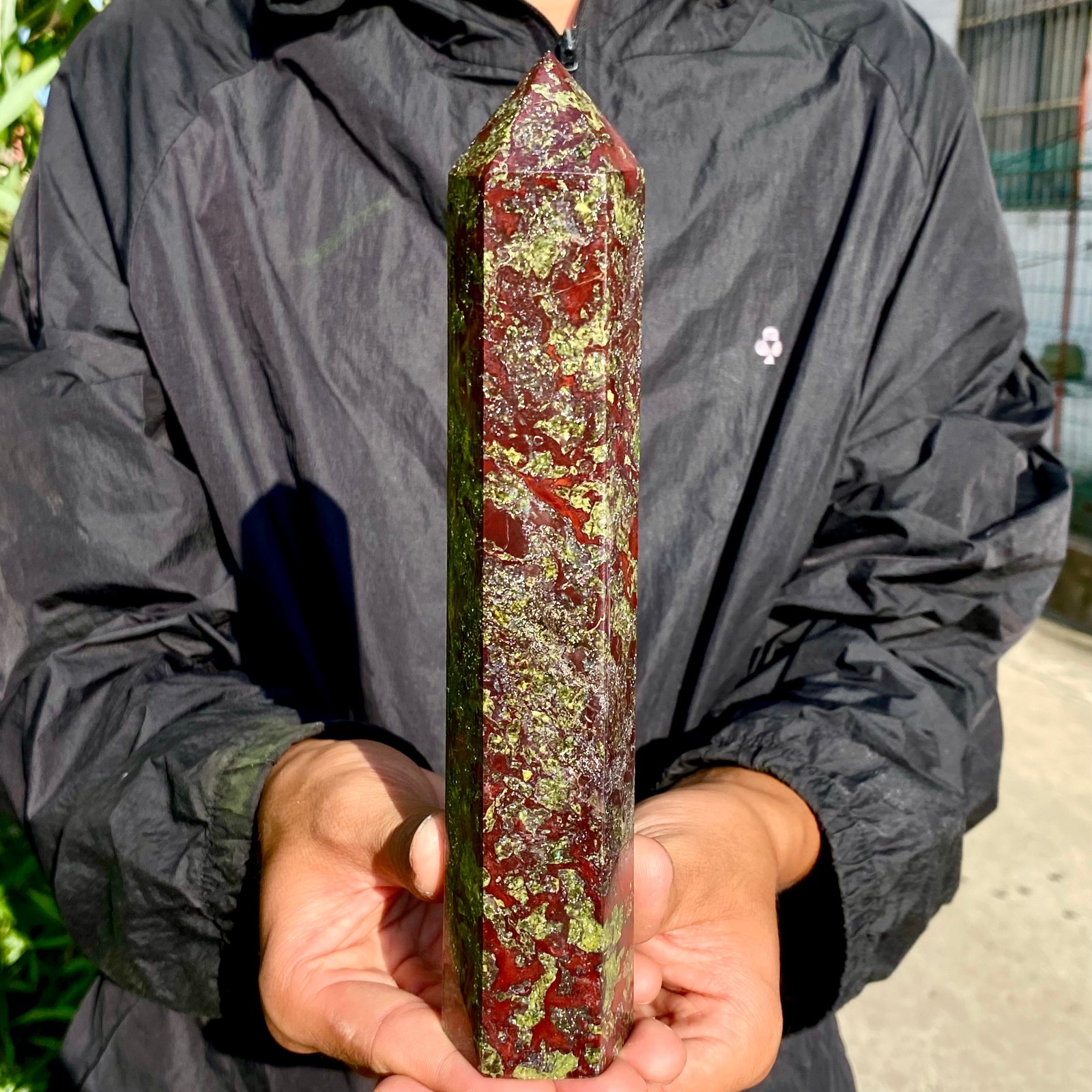 1.59LB Natural Dragon Blood Column Obelisk Crystal Column Wand Point Healing