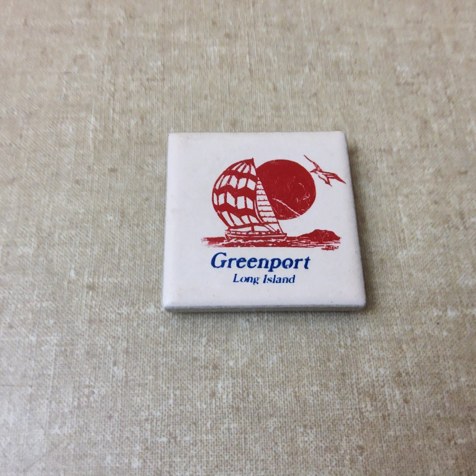 Vintage Greenport Long Island Souvenir Tile Magnet