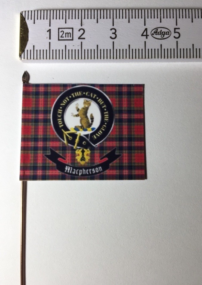 1x 28mm Scottish Scotland Scot Clan Banner MACPHERSON on metal pole spear head