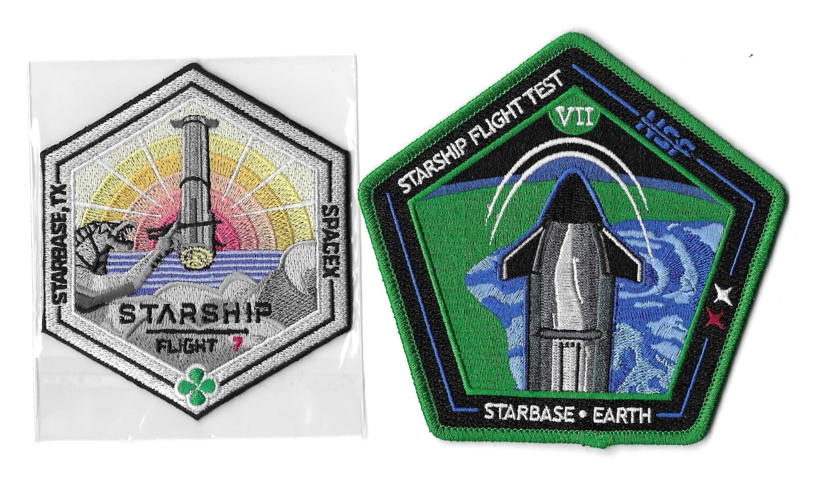 SpaceX Starship Flight 7 Launch Booster 14 Catch & NSF VII 2-Patch Set