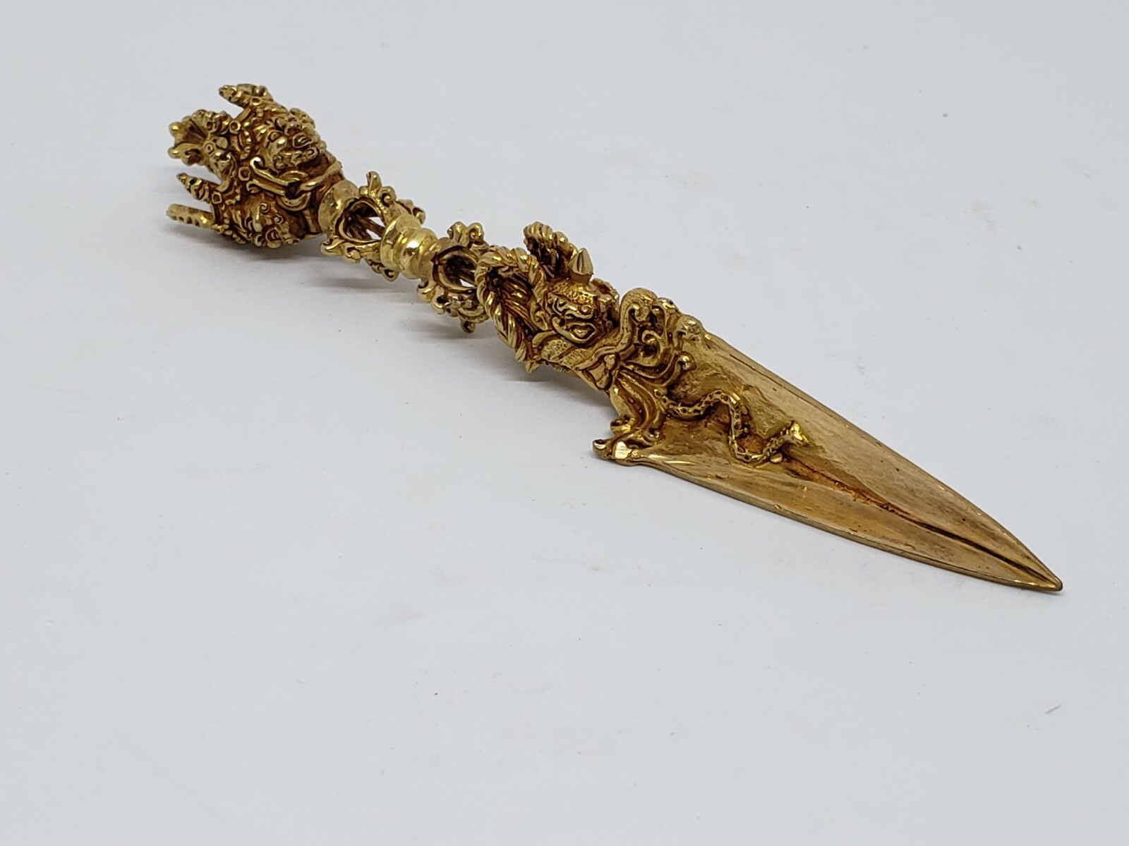 6.75” Phurba Dorje - Tibetan Buddhist Ritual Mahakal Gold Gilted Dagger~ PRD-O