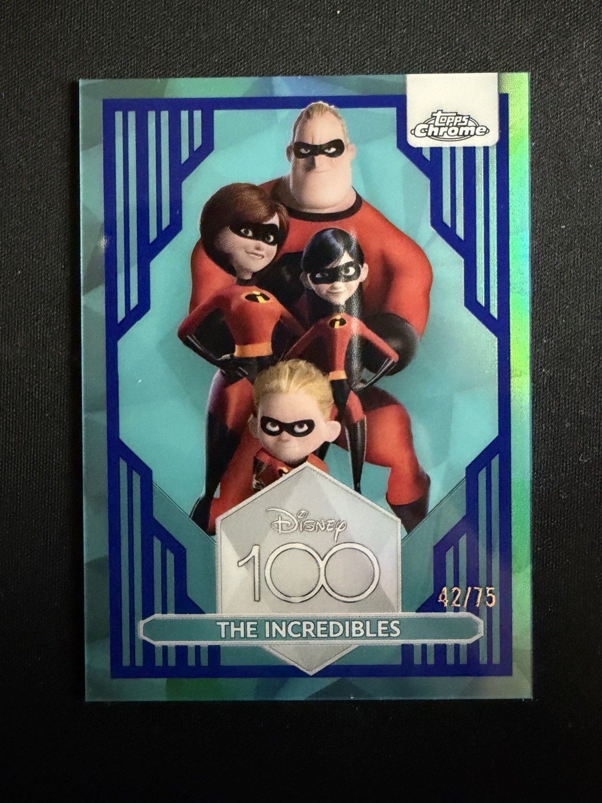 2023 Topps Chrome Disney 100 The Incredibles Dark and Light Blue Refractor #/75 2023 Topps Chrome Disney 100 The Incredibles Dark and Light Blue Refractor #/75