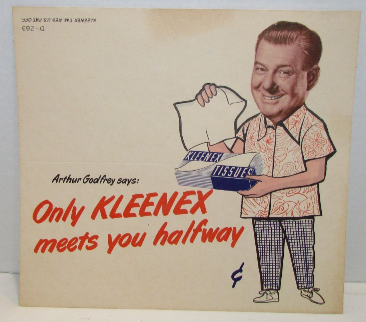1950\'s Arthur Godfrey Kleenex Tissues Store Display Sign