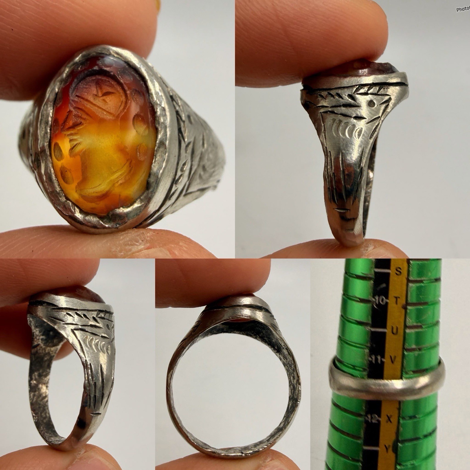 Unique Roman Old Agate Stone Intaglio Seal Lovely Ring Unique Roman Old Agate Stone Intaglio Seal Lovely Ring