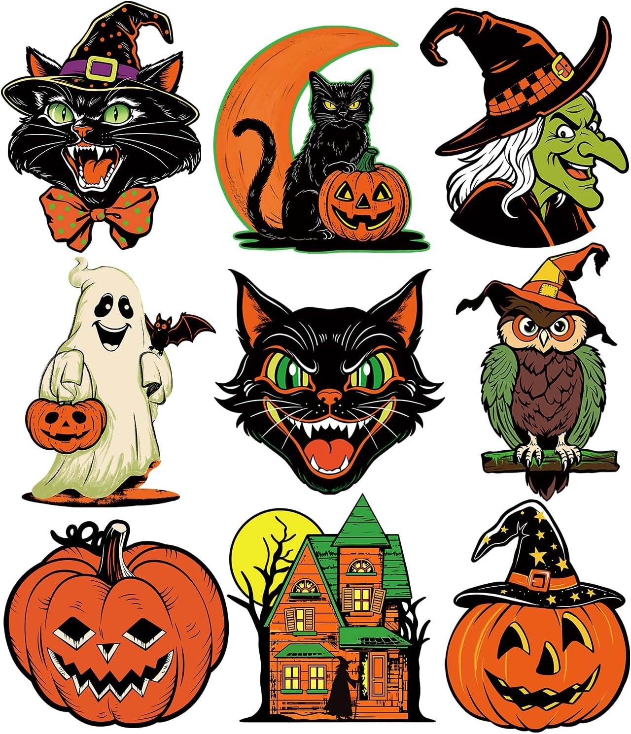 Large Vintage Halloween Decorations Double-Sided Cutouts Style 2 Large Vintage Halloween Decorations Double-Sided Cutouts Style 2