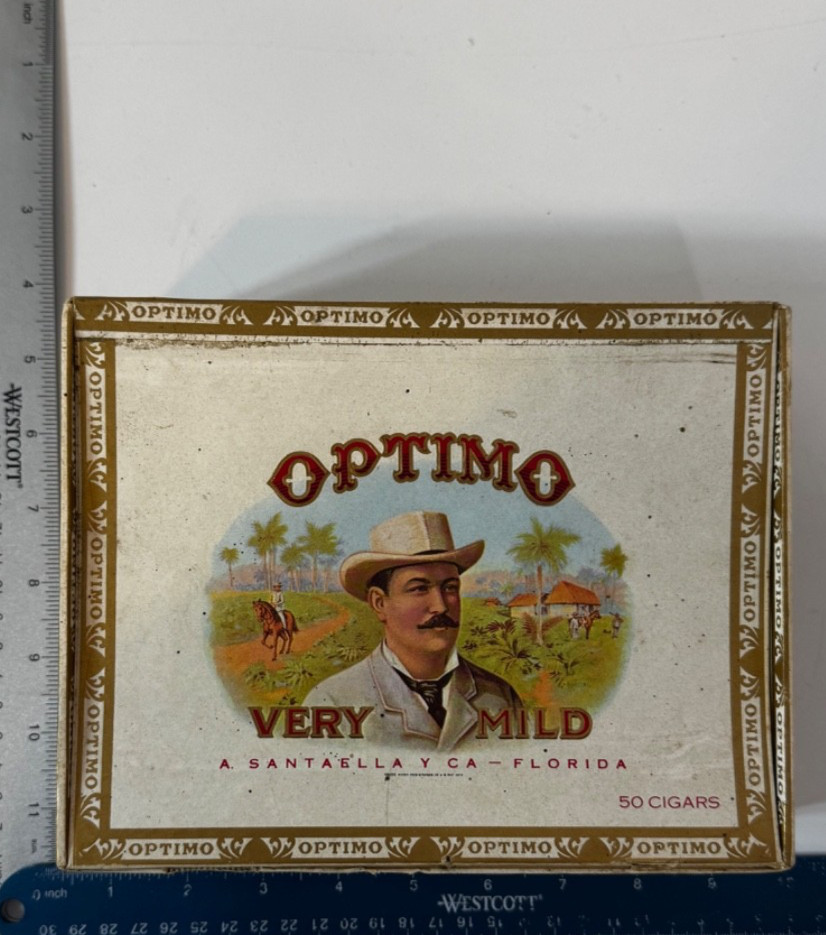 Vintage Optimo Palmas Empty Cigar Box Very Mild 50 Cigars Tobacciana