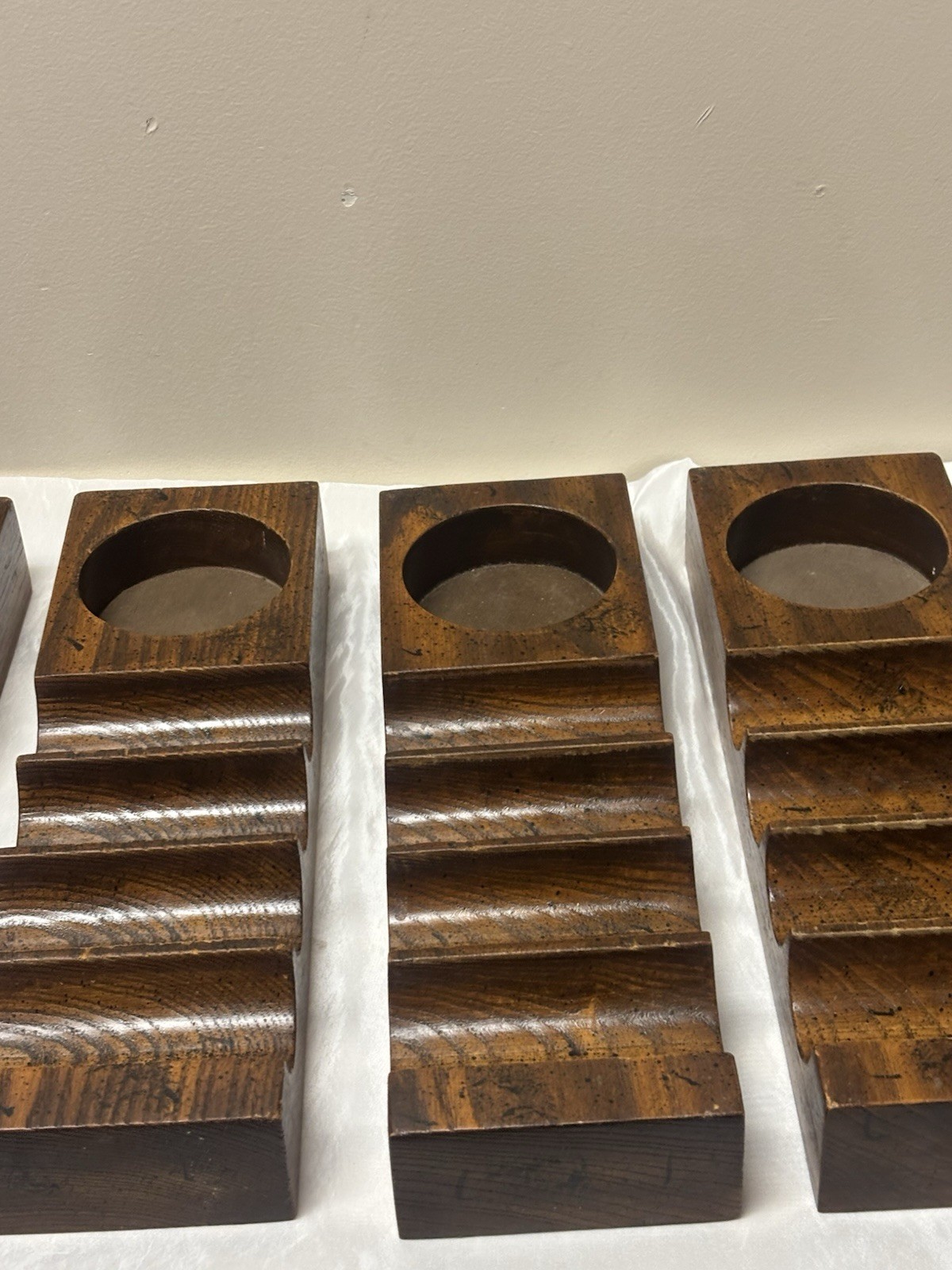 Vintage lot of six wooden chip and poker chip holders Vintage lot of six wooden chip and poker chip holders
