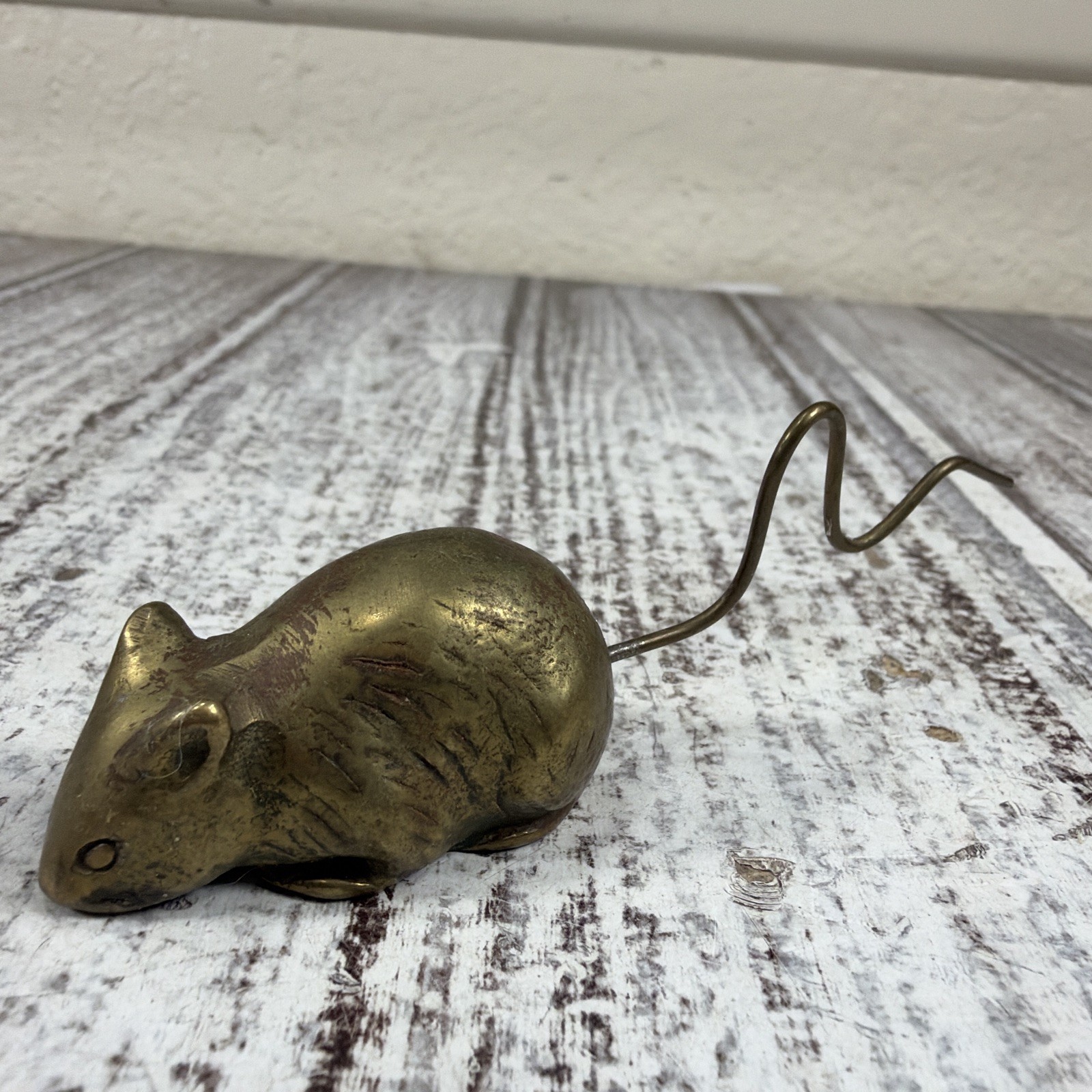 Vintage SMR KOREA SMALL BRASS MOUSE FIGURINE 3in long tail 98 Grams Vintage SMR KOREA SMALL BRASS MOUSE FIGURINE 3in long tail 98 Grams