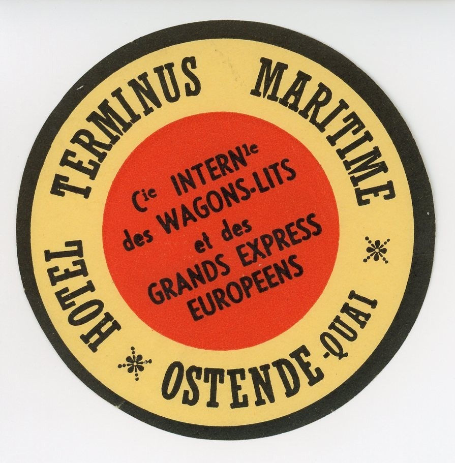 Hotel Terminus Maritime Ostende Quai Belgium Vintage Luggage Label