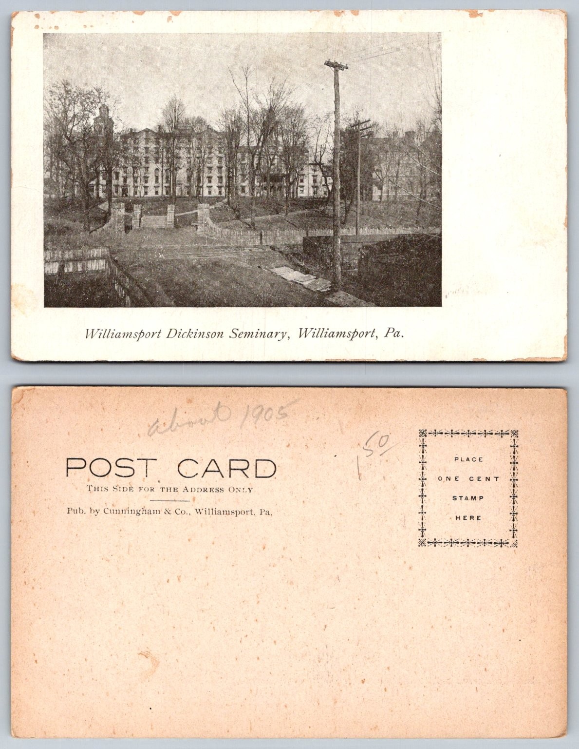 Williamsport Dickinson Seminary PA c.1905 Postcard Cunningham & Co. Williamsport Dickinson Seminary PA c.1905 Postcard Cunningham & Co.
