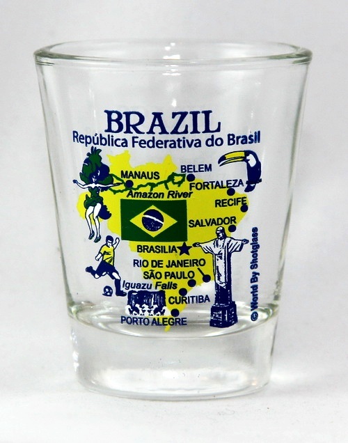 BRAZIL LANDMARKS AND ICONS COLLAGE SHOT GLASS SHOTGLASS