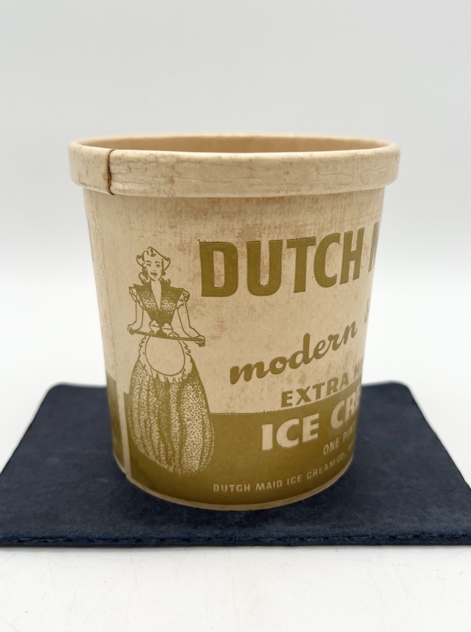 Vintage 40s Dutch Maid Ice Cream Pint Container Madison WI Dairy Advertising