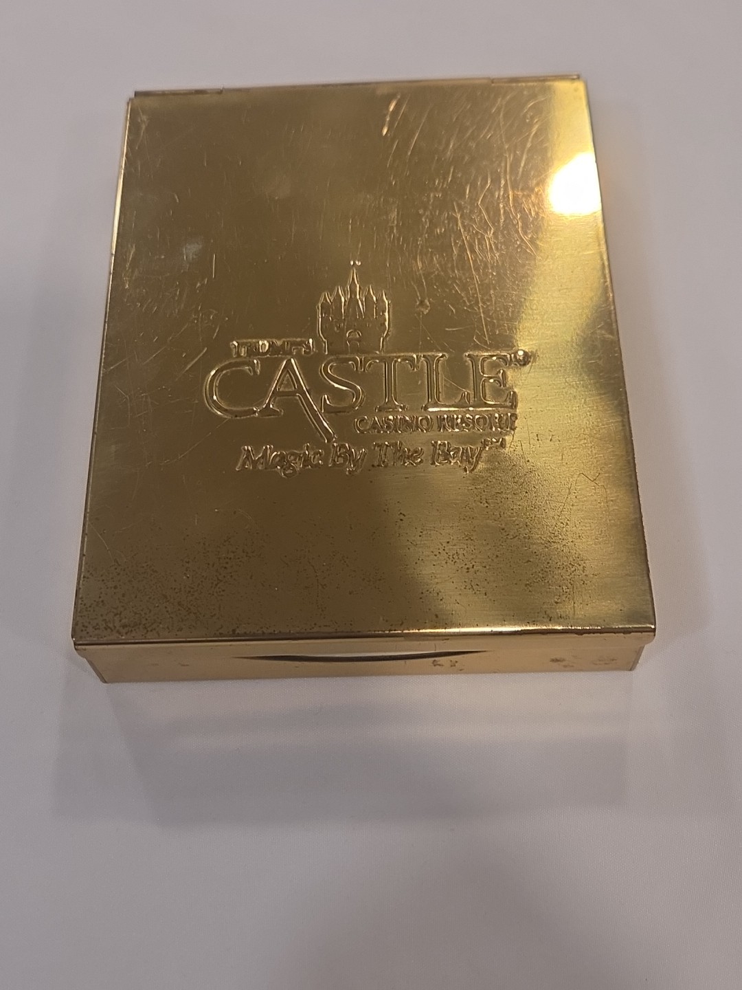 Rare TRUMP CASTLE Casino Magic By The Bay Gold Color Finish Note Holder w Notes Rare TRUMP CASTLE Casino Magic By The Bay Gold Color Finish Note Holder w Notes