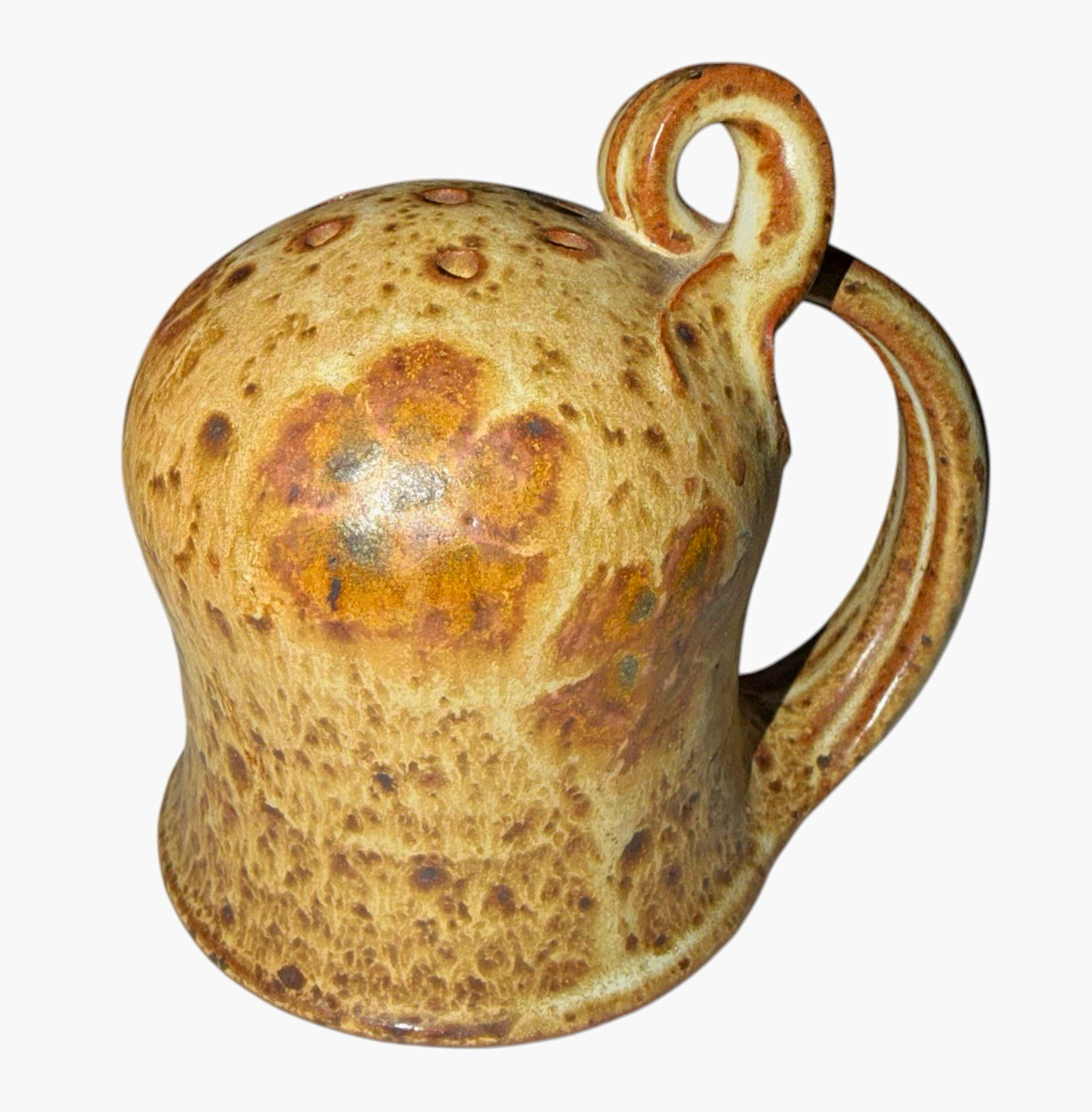 Bonnie Staffel Early Studio Art Pottery Cheese Shaker Floral Signed Vintage 4.5\ Bonnie Staffel Early Studio Art Pottery Cheese Shaker Floral Signed Vintage 4.5\