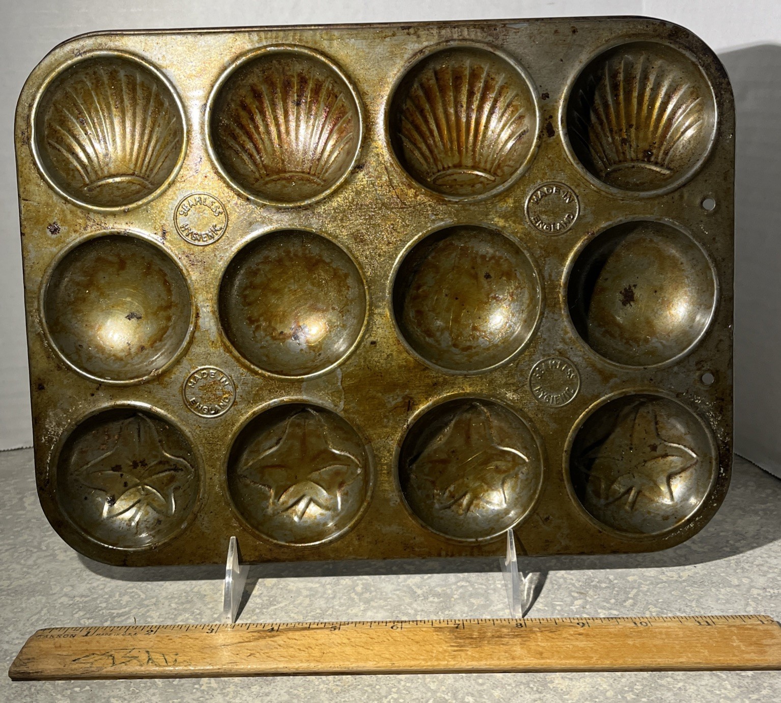 Vintage Madeleine Cookie Cake CandyMold Metal Aluminum Pan 1940sEngland-790 Vintage Madeleine Cookie Cake CandyMold Metal Aluminum Pan 1940sEngland-790