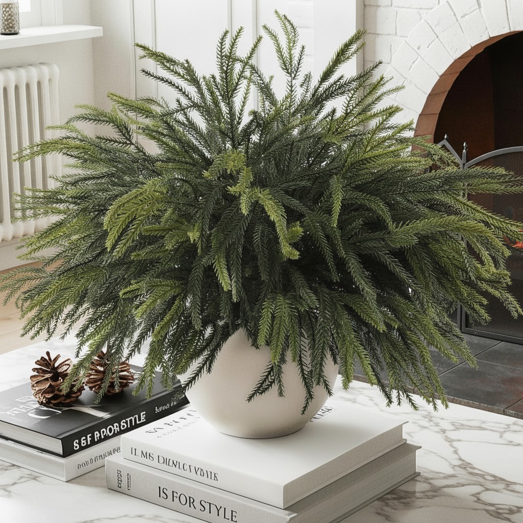12 Real Touch Norfolk Pine Stems - 24'' Waterproof Greenery Picks for Christmas 12 Real Touch Norfolk Pine Stems - 24'' Waterproof Greenery Picks for Christmas