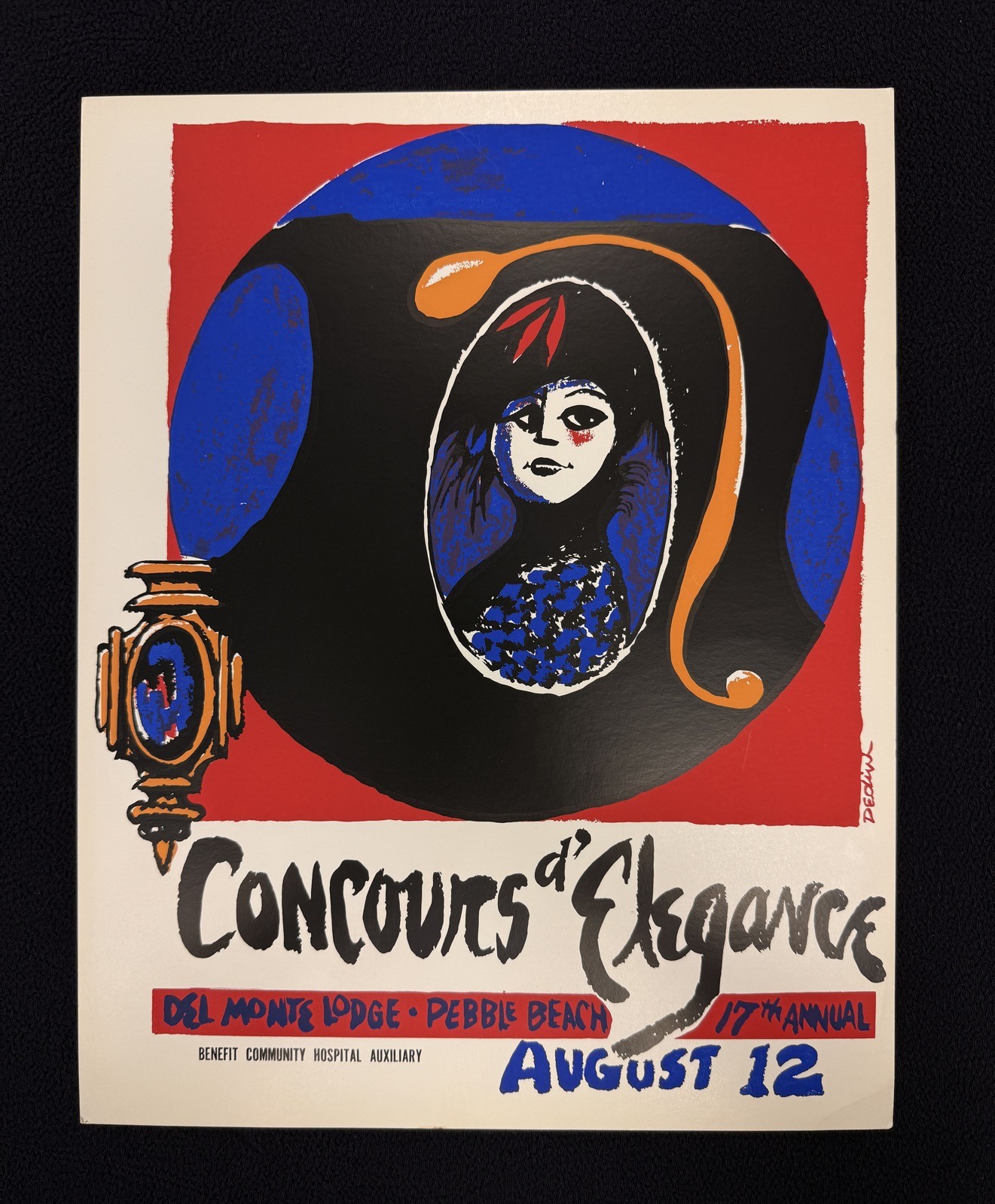 RARE 17th Pebble Beach Concours Orig Poster Handbill 1967 Dedini 