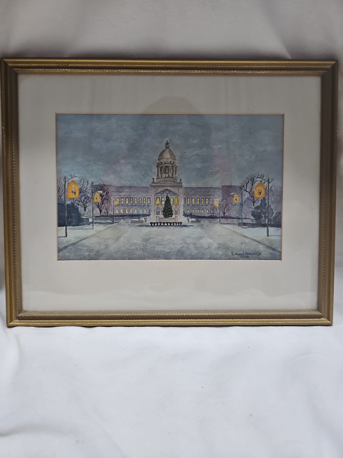 1970 Kentucky State Capitol Christmas Print Edward Moriarty Governor Louie Nunn