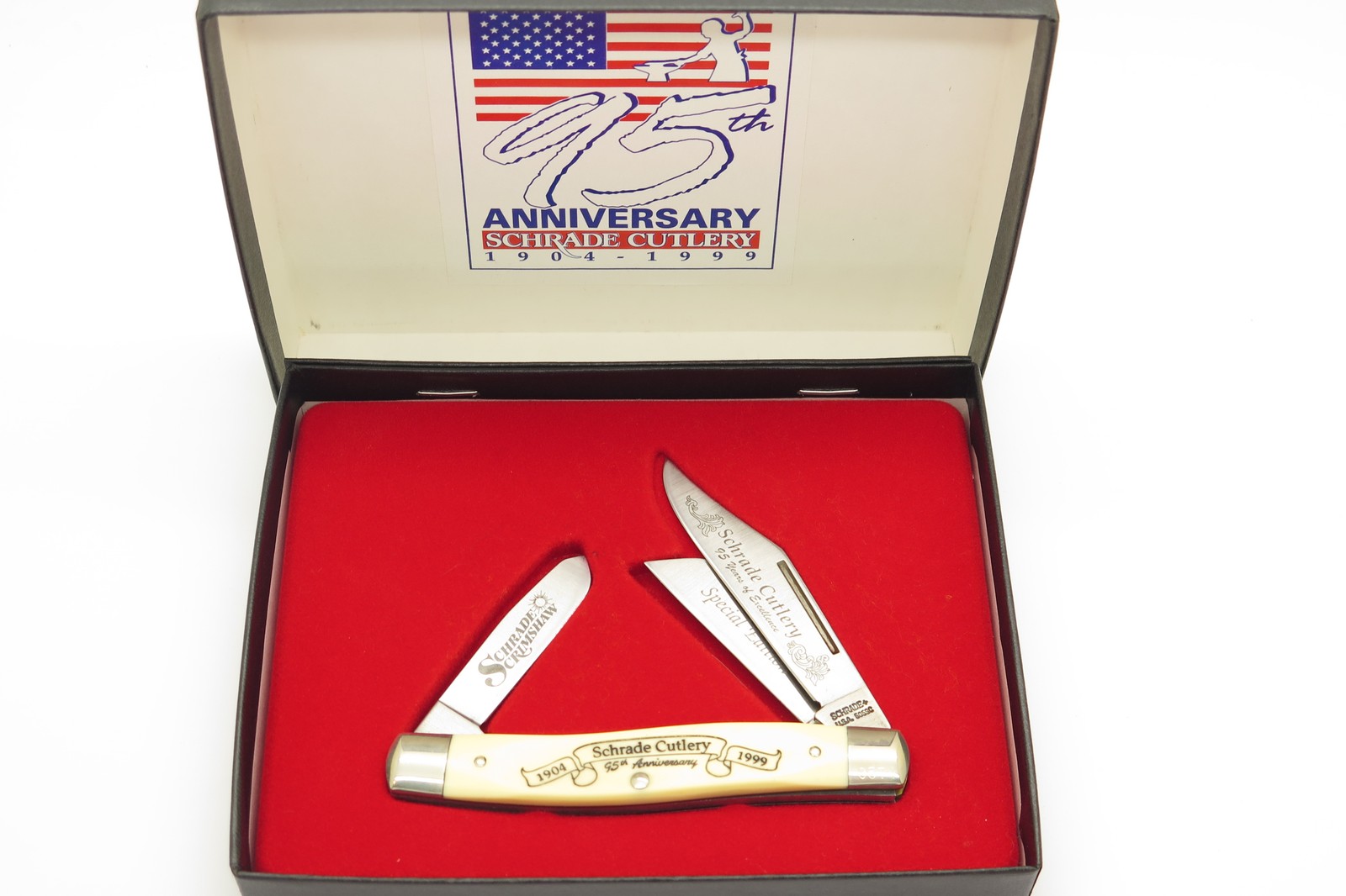 Vtg 1999 Schrade USA 95th Anniversary King Ranch Stockman Folding Pocket Knife Vtg 1999 Schrade USA 95th Anniversary King Ranch Stockman Folding Pocket Knife