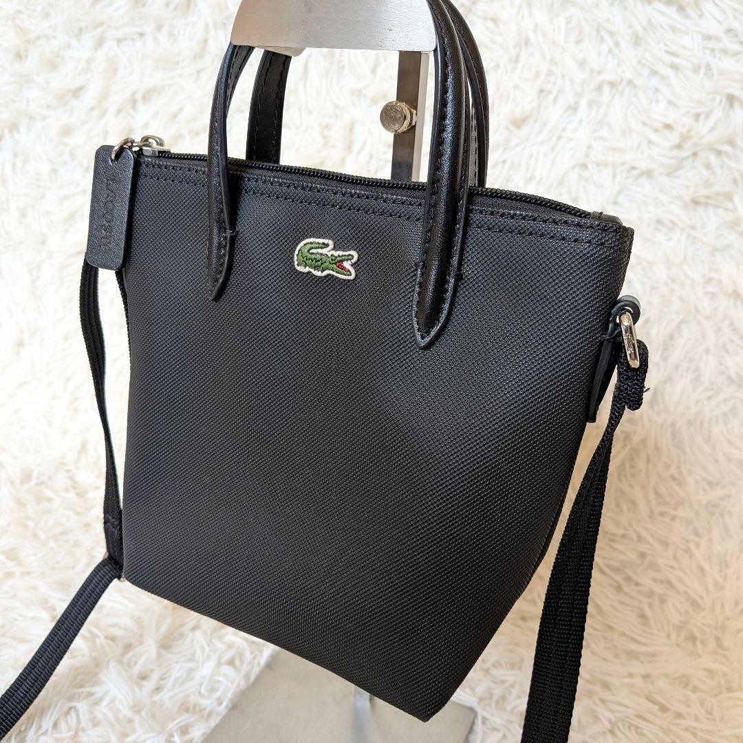 Lacoste 2-Way Shoulder Bag Mini Tote Crocodile Logo Men Rare French Model Limite