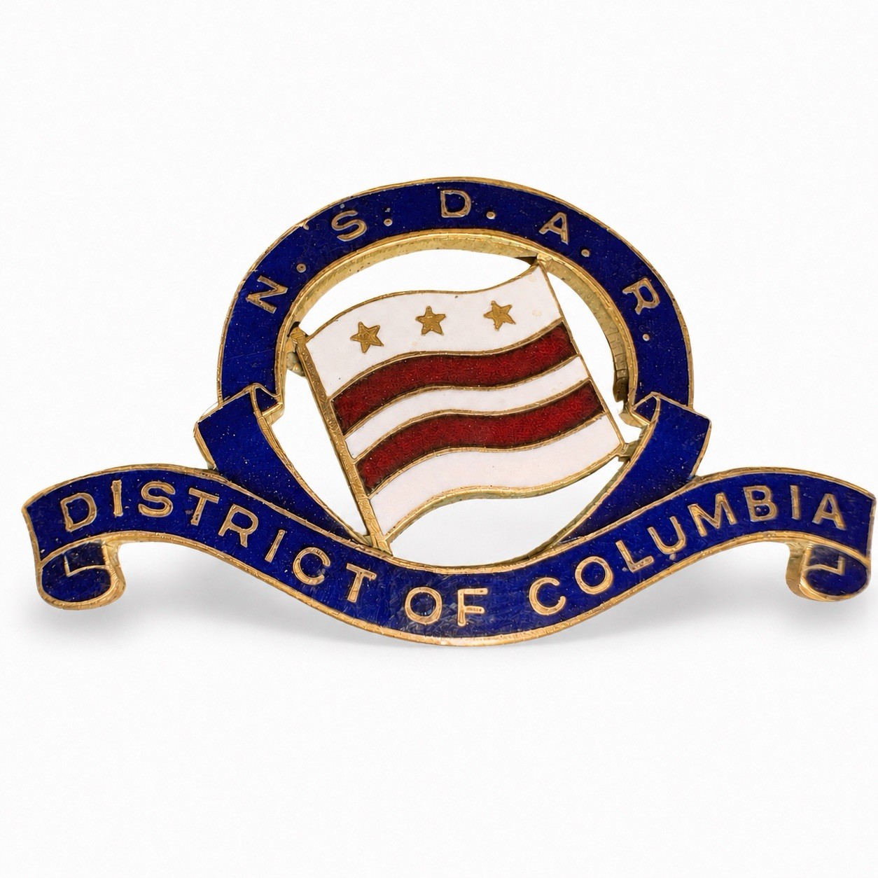ANTIQUE NSDAR DISTRICT OF COLUMBIA ENAMEL FLAG PIN DAR J.E. & CO. R.G. ANTIQUE NSDAR DISTRICT OF COLUMBIA ENAMEL FLAG PIN DAR J.E. & CO. R.G.