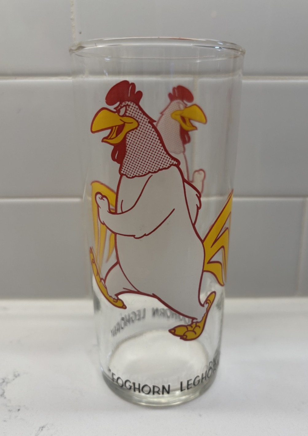 Vintage 1973 Foghorn Leghorn Looney Tunes Federal Glass w/ Black Letters Pepsi