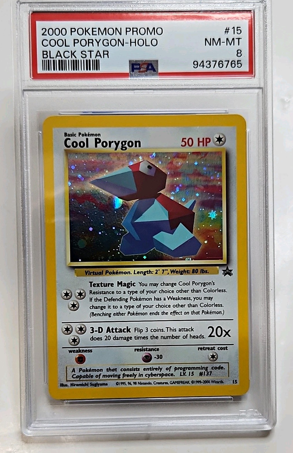 Pokemon 2000 Promo Cool Porygon Holo Black Star #15 PSA 8