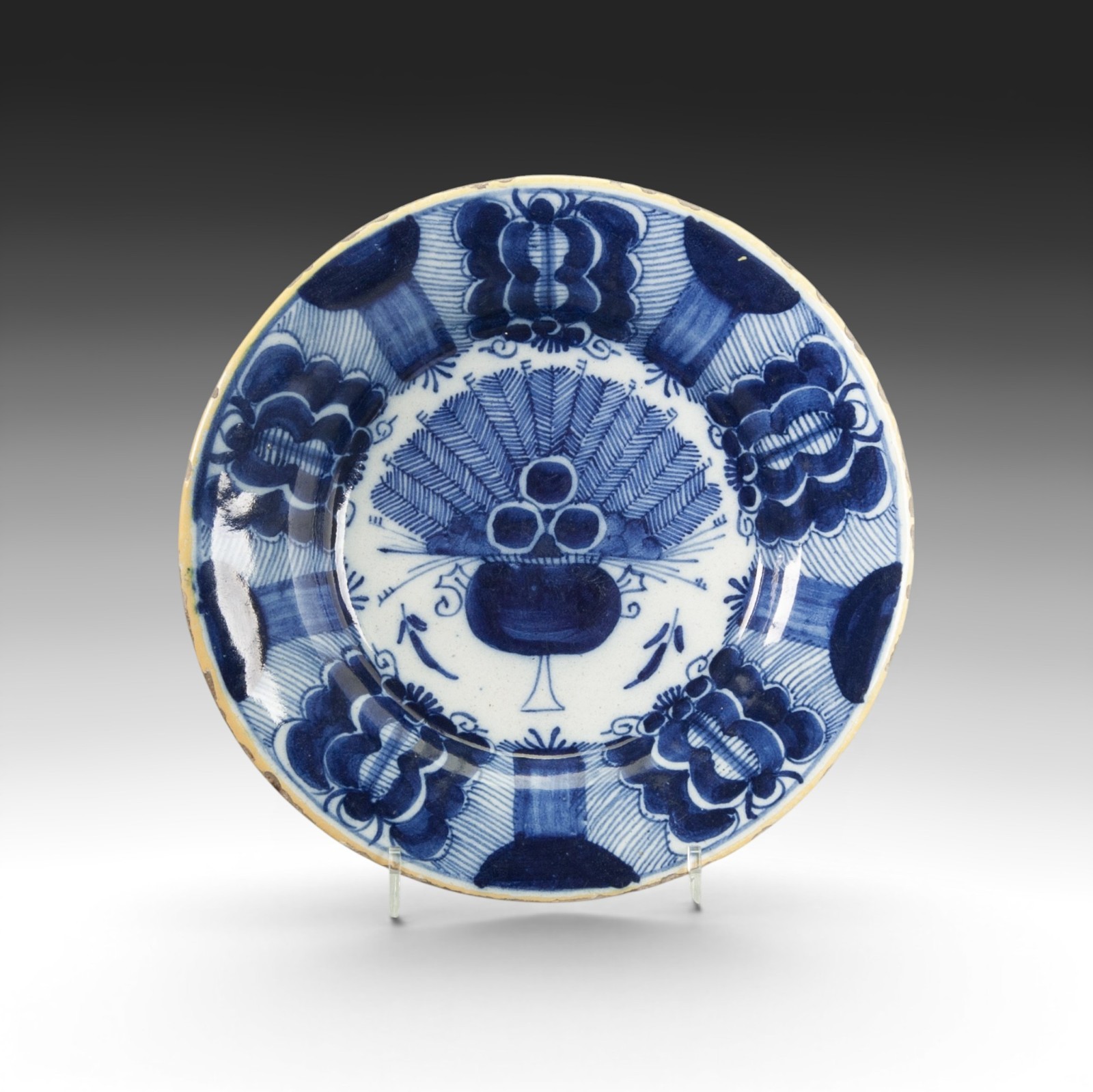 Dutch Delft Blue plate, peacock pattern, 18th century. Dutch Delft Blue plate, peacock pattern, 18th century.