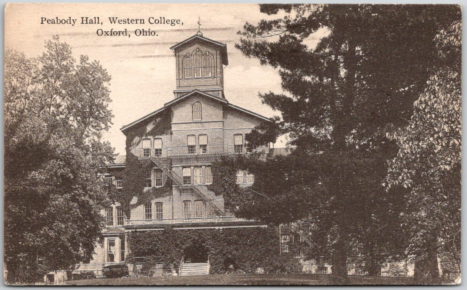 Postcard Oxford Ohio, Western College, Peabody Hall Kraemer Art 1919 Posted Mn Postcard Oxford Ohio, Western College, Peabody Hall Kraemer Art 1919 Posted Mn