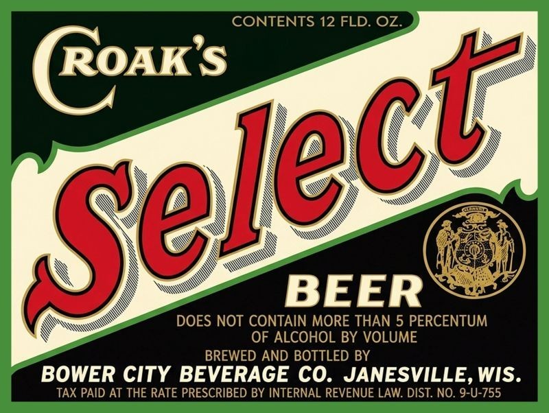 Croak\'s Select Beer Bower City Beverage, Janesville, WI NEW Metal Sign: 12x16\ Croak\'s Select Beer Bower City Beverage, Janesville, WI NEW Metal Sign: 12x16\
