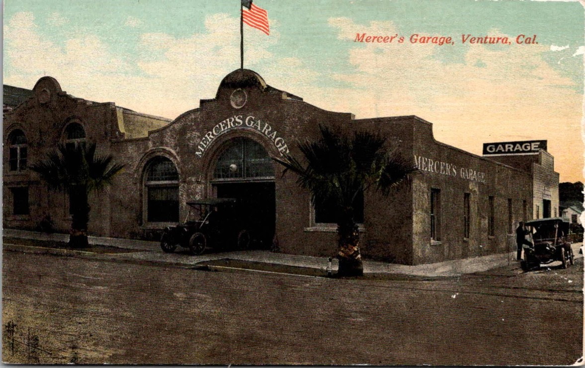 c1915 Mercer's Garage Ventura California CA Brakey Co Ventura County Postcard c1915 Mercer's Garage Ventura California CA Brakey Co Ventura County Postcard