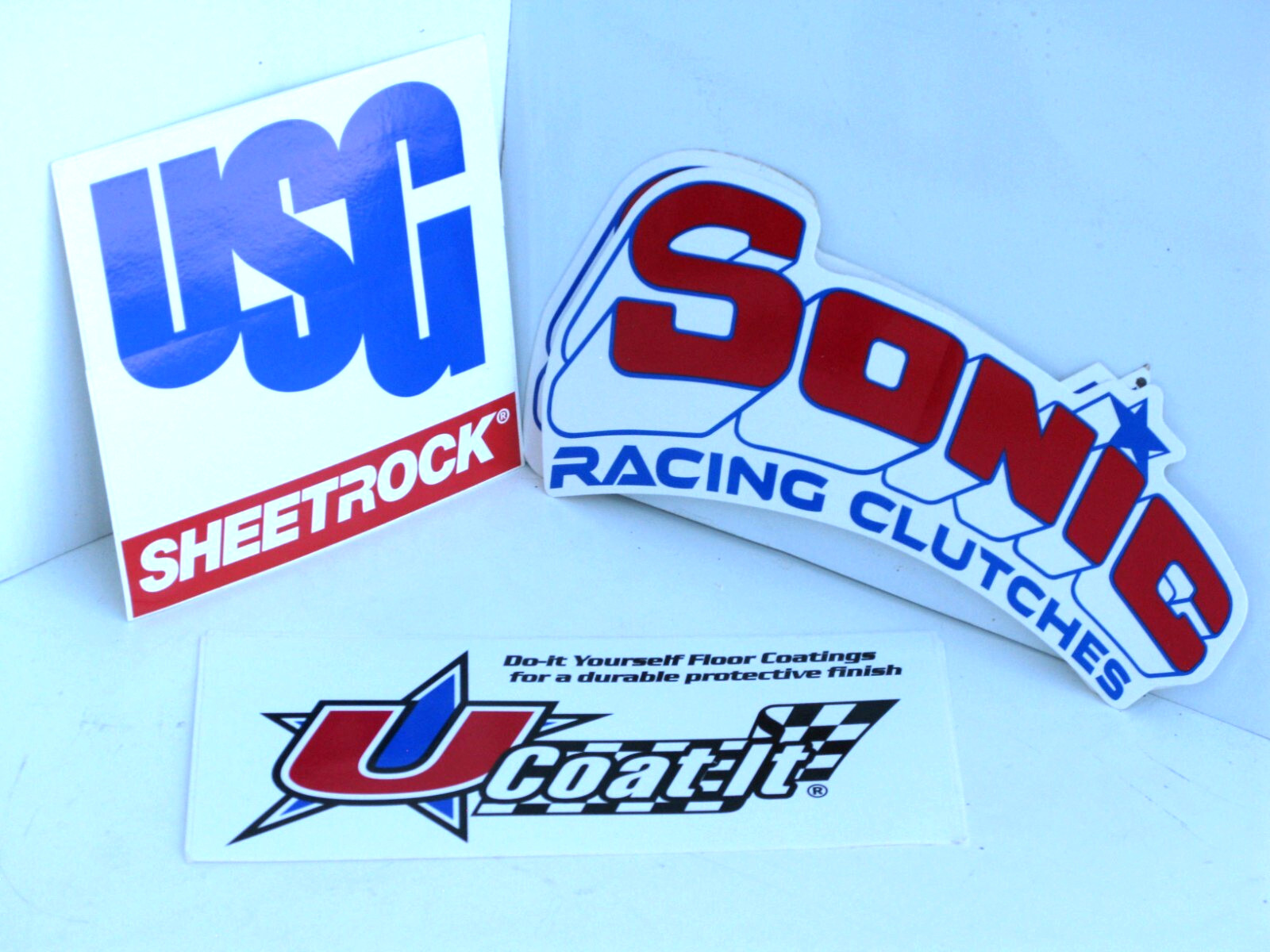 Auto Racing Stickers -SONIC CLUTCHES, U-COAT IT, & USG SHEETROCK Decals Auto Racing Stickers -SONIC CLUTCHES, U-COAT IT, & USG SHEETROCK Decals