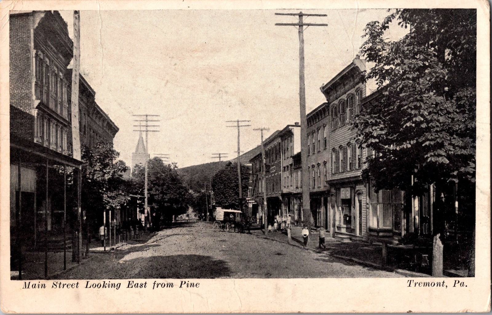 [94i] Postcard 1908, Main Street Looking East, Tremont PA