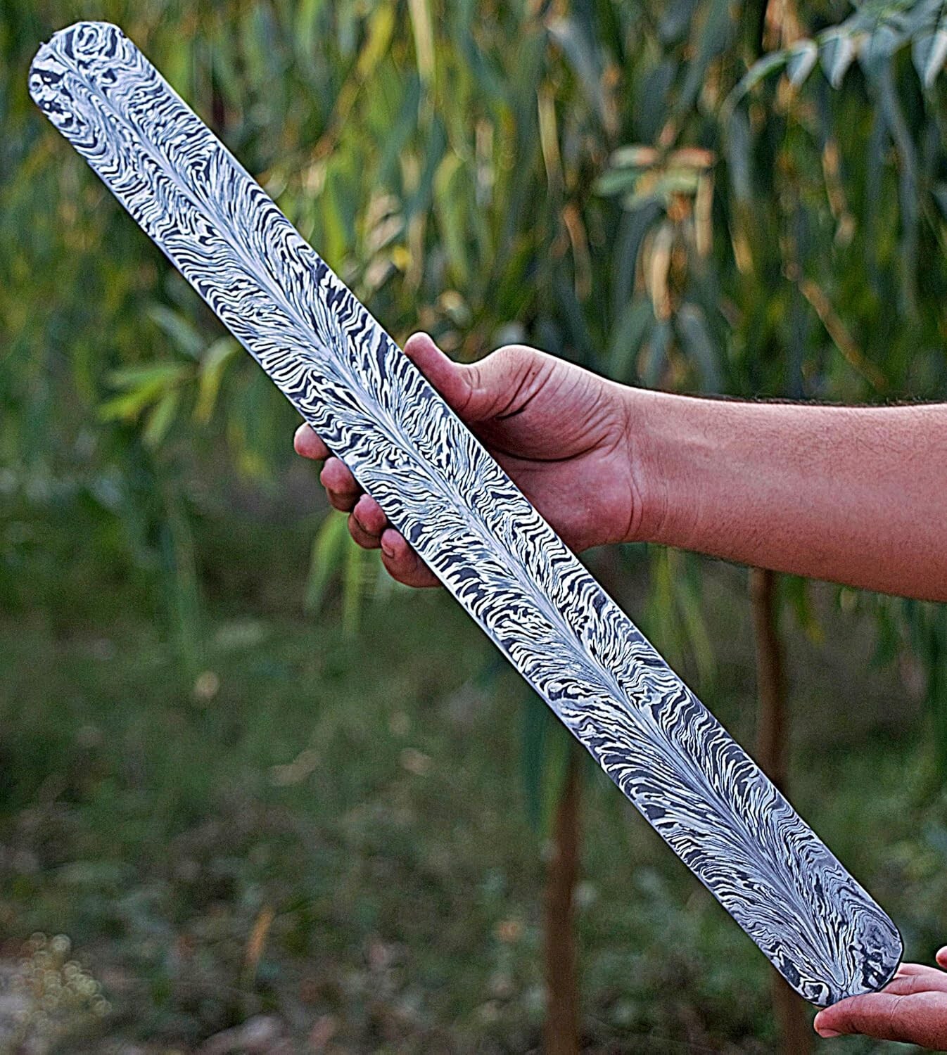 20X2 HAND FORGED DAMASCUS STEEL BILLET / BAR KNIFE MAKING SUPPLY FEATHER PATTERN 20X2 HAND FORGED DAMASCUS STEEL BILLET / BAR KNIFE MAKING SUPPLY FEATHER PATTERN