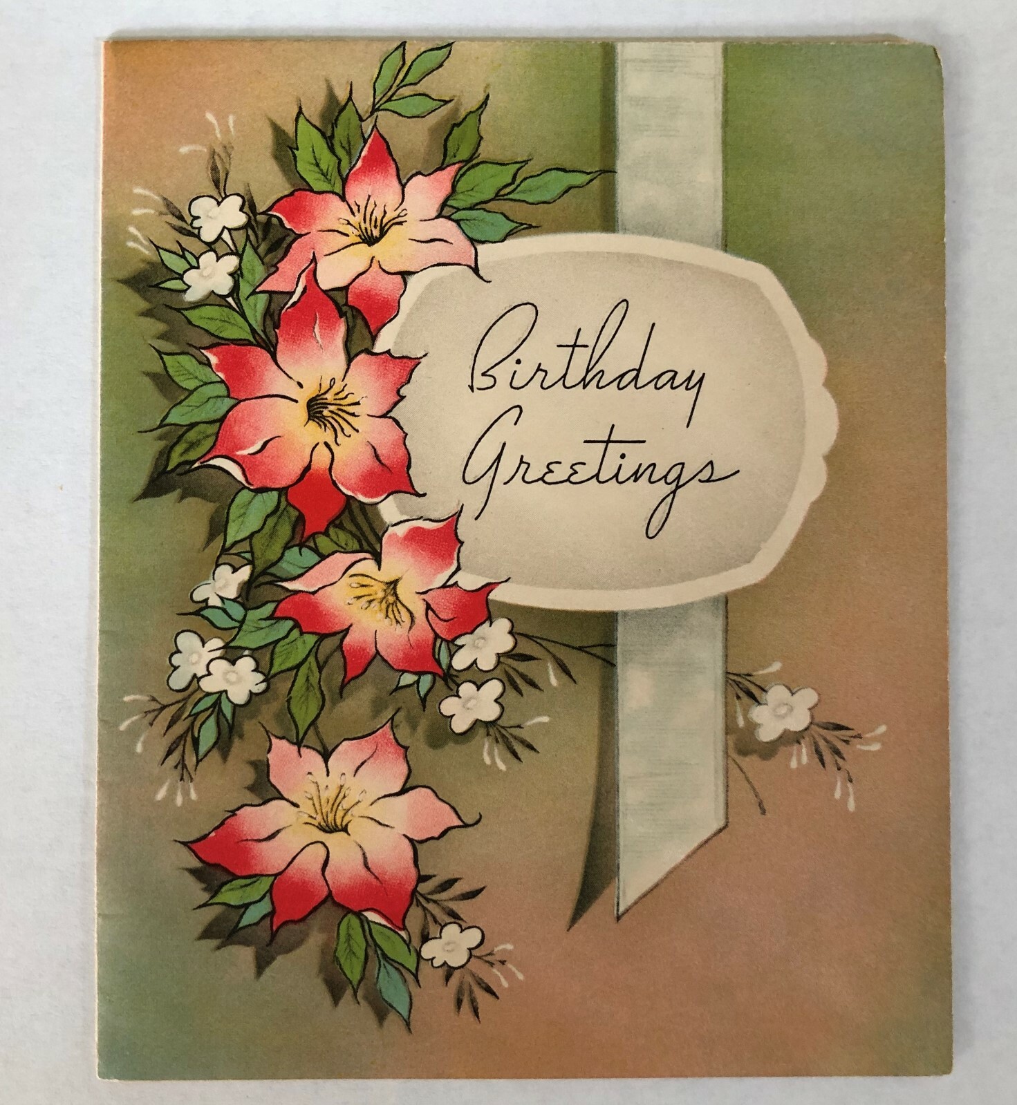 Vintage 1942 Birthday Greeting Card Greetings Used Poinsettias Vintage 1942 Birthday Greeting Card Greetings Used Poinsettias
